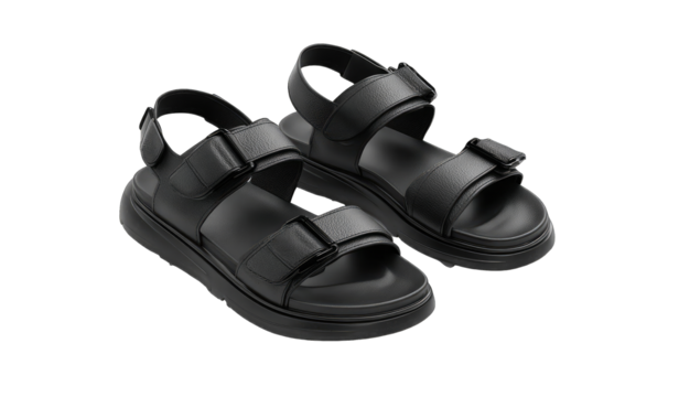 Black platform sandals with adjustable straps