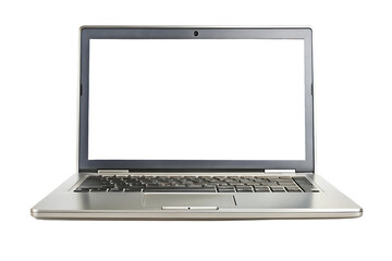 Modern Laptop Computer with Blank Screen Isolated on Transparent Background
