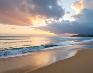 Beautiful sunset over a tranquil beach