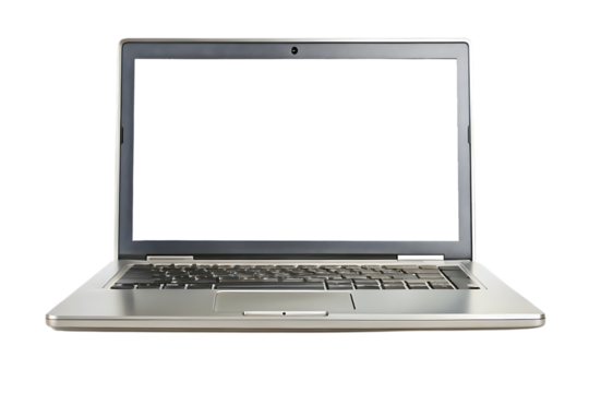 Modern Laptop Computer with Blank Screen Isolated on Transparent Background