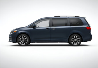 Fototapeta premium Blue Modern Minivan, Side Profile View, in Bright Studio