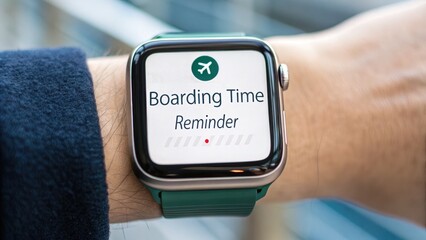 Smart watch with boarding time reminder word