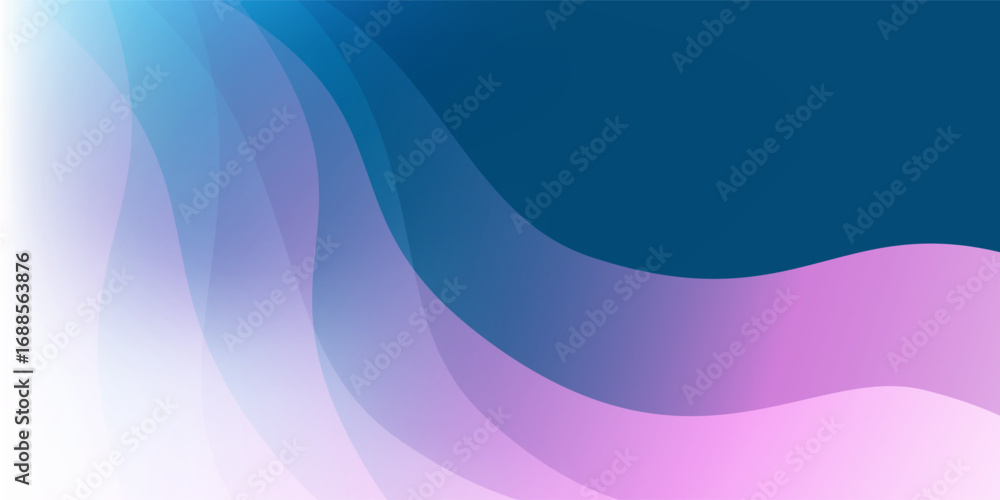 Poster abstract background with translucent wavy, curvy shapes, soft gradient colors in blue, purple and pi