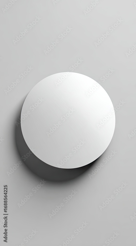 Poster a minimalist image of a large, white, matte circle casting a subtle shadow on a light gray backgroun