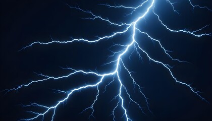 Fototapeta premium Intense lightning strikes across a dark night sky.