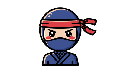 Adorable Cartoon Ninja Character with Red Headband and Mask.