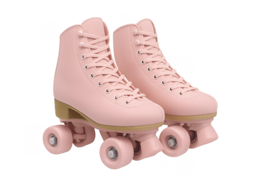Pink roller skates isolated on transparent background - Powered by Adobe