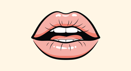 Obraz premium Sensual lips open smiling pouting kissing mouth art