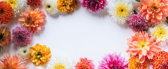 Obraz premium The colorful floral arrangement creating a vibrant border on a white background.
