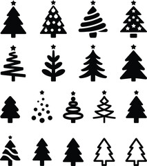 Fototapeta premium Diverse Christmas Tree Silhouettes A Collection of Festive Trees for Holiday Decor and Design Projects