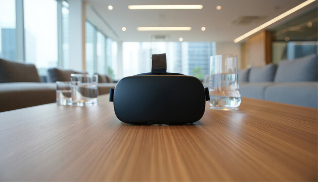 VR headset in office room