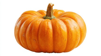 Obraz premium This vibrant orange pumpkin showcases its smooth, ridged texture and sturdy stem, representing the essence of autumn and harvest festivities in crisp weather.