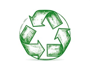 Obraz premium Green recycling symbol sketch
