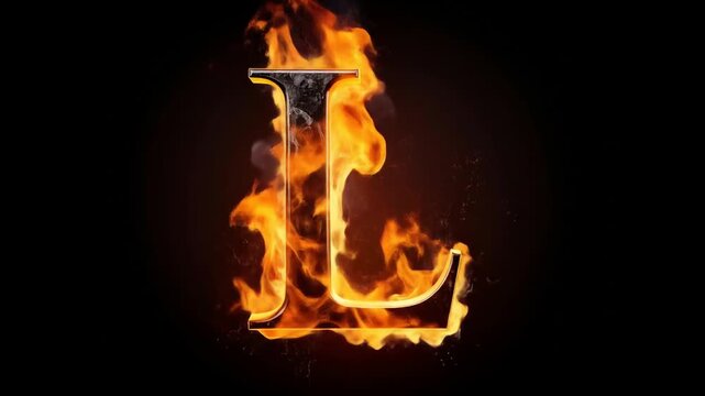 Fiery Letter L, Burning in Flames, Graphic Design