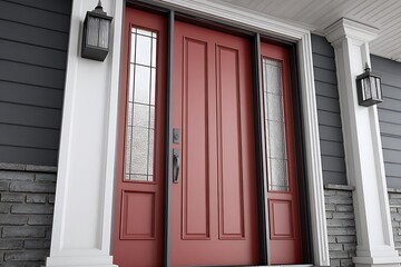 Fototapeta premium heritage aluminum door with micro bevels, glass inserts, gloss finish revealing accurate colors.