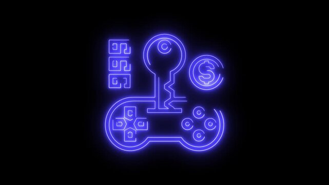 A neon sign shaped like a game controller, often used for gaming room decor. 