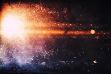 retro film light leak overlay effect with scratch dust and light leaks, retro grain noisy film distressed texture light leak flare on black background