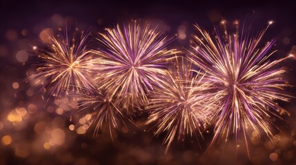 Bright colors burst in the night sky as vibrant fireworks illuminate the surrounding area, marking a joyful celebration during a special event in the city.