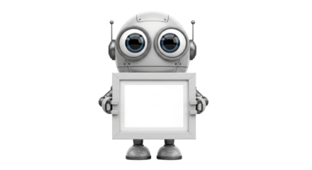 Cute robot with frame, add your message now, perfect for tech, AI, or futuristic themes