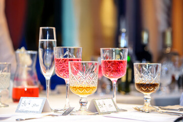 colorful wine and champagne glasses