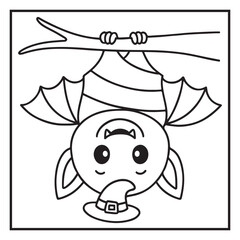 Bold & Easy Cute Halloween  Coloring Pages, Line Art, Vector Illustration, Black and White, Halloween, Coloring Pages, Coloring Book, 8.5x8.5