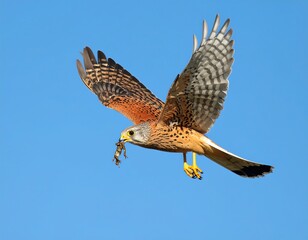 Fototapeta premium Kestrel in flight with prey