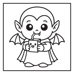 Bold & Easy Cute Halloween  Coloring Pages, Line Art, Vector Illustration, Black and White, Halloween, Coloring Pages, Coloring Book, 8.5x8.5