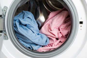 Pink and Blue Towels in Washing Machine - Gender Neutrality, Baby Clothes, Laundry Day