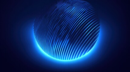 A luminous blue sphere features intricate, textured lines and emits a soft glow against a dark backdrop, creating a serene and modern visual effect.