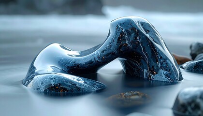 Organic abstract form inspired by stone and water, blending smooth curves with textured surfaces in a harmonious modern balance.