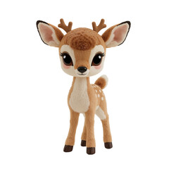 Obraz premium Whimsical fawn figurine with endearing gaze, set against an ethereal transparent canvas