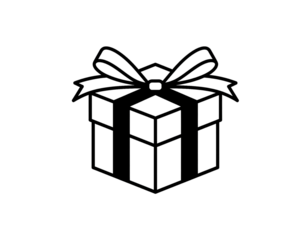 Silhouette of gift box with ribbon festive present symbol holiday celebration decoration design illustration isolated on white background