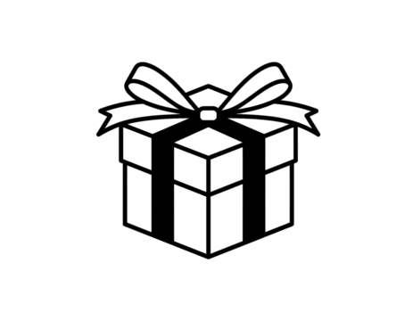 Silhouette of gift box with ribbon festive present symbol holiday celebration decoration design illustration isolated on white background