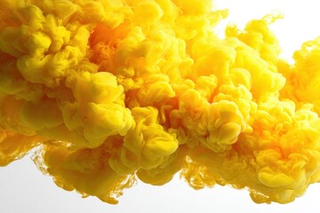 Yellow smoke cloud transparent PNG, isolated background cutout. Sulfur color thick smoke screen effect