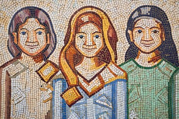 Mosaic Depiction of the Three Marys - Religious Art Detail