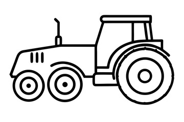line art Tractor farm vehicle silhouette vector