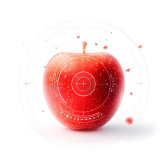 Futuristic Concept of a Red Apple with a High-Tech Target Graphic Overlay - Precision