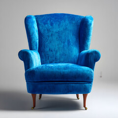 Elegant Royal Blue Velvet Armchair in a Classic Style - Luxury Furniture Accent Piece