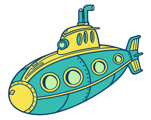 Submarine underwater silhouette vector