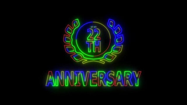 Happy 22th Anniversary Celebration on Transparent Background, Alpha Channel. Great for greetings, celebrations, events, and gifts.