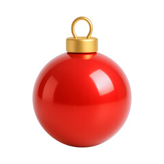 Shiny red Christmas bauble with gold cap, perfect for festive decorations