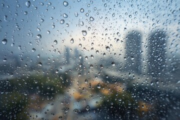 Raindrops on glass, city view (4)