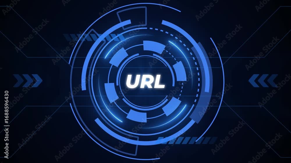 Aufkleber futuristic blue hud circle with url text and digital interface elements on dark background uniform r