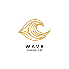 Fototapeta premium A minimalist golden line art illustration depicting a stylized ocean wave, suitable for a modern logo design.