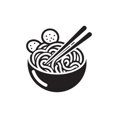 2D meatball noodle logo with white background