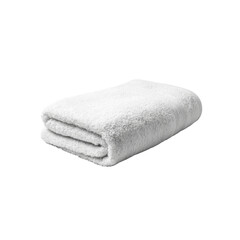 Folded White Bath Towel on White Background