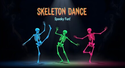 Skeleton Dance Party: Halloween Celebration
Vibrant Dancing Skeletons for a Spooky Party
Halloween Disco: Skeletons Under Spotlights