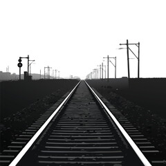 Obraz premium Black and white railway tracks receding into the distance