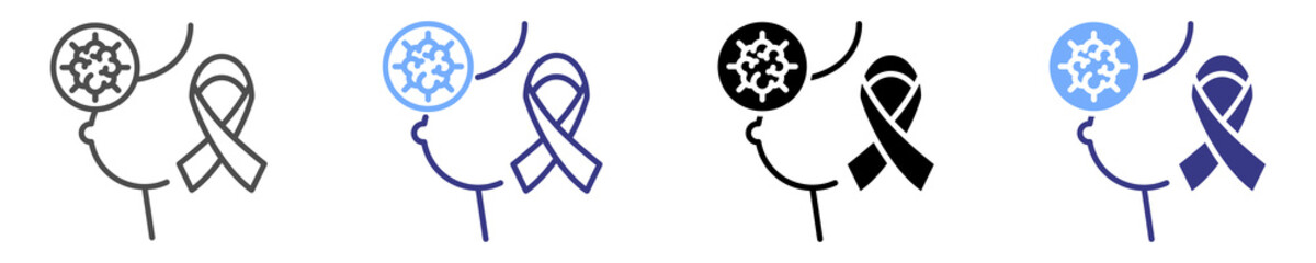 breast cancer icon set multiple style