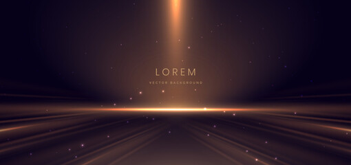 Scene gold light glowing with lighting effect on dark background. Luxury award celebration concept.
